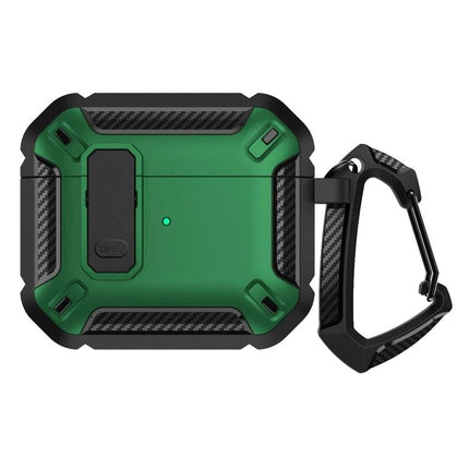 Protective Case for AirPods 3 Safeguards Earphones in Daily Use - rugged green 360-degree shockproof cover with carabiner