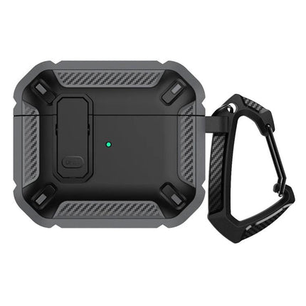 Protective Case for AirPods 3 Safeguards Earphones in Daily Use - rugged black 360-degree shockproof case with carabiner