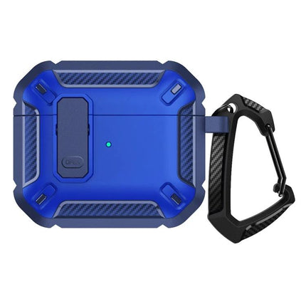 Protective Case for AirPods 3 Safeguards Earphones in Daily Use — rugged blue 360° protective shell with carabiner
