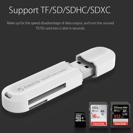 ORICO USB 3.0 Card Reader for SD and TF Data Transfer white dual-slot USB 3.0 card reader with SD and TF cards