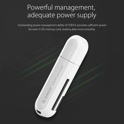 ORICO USB 3.0 Card Reader for SD and TF Data Transfer – white compact USB 3.0 card reader supporting SD and TF cards up to 2TB