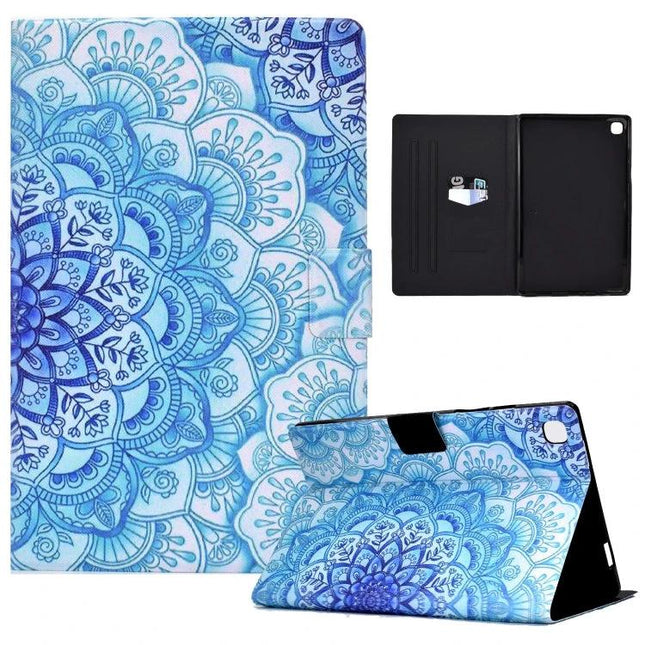 Slim Protective TPU Leather Flip Case for Samsung Galaxy Tab A7 Lite blue mandala folio with stand and card slot