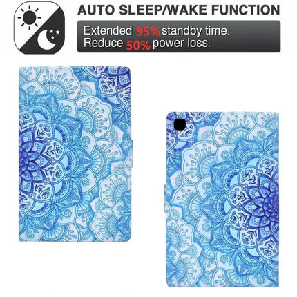 Slim Protective TPU Leather Flip Case for Samsung Galaxy Tab A7 Lite - blue mandala auto sleep/wake flip stand