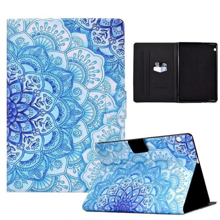 Slim Protective TPU Leather Flip Case for Samsung Galaxy Tab A7 Lite blue mandala design with flip stand and card slots