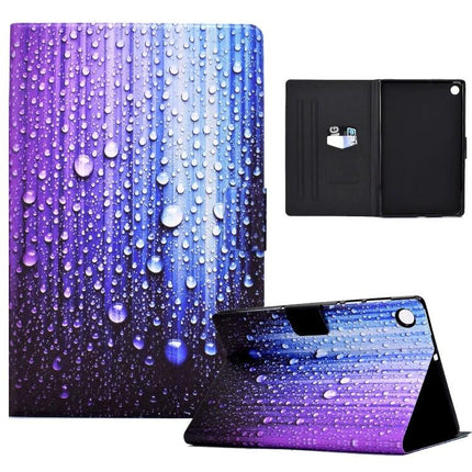 Slim Protective TPU Leather Flip Case for Samsung Galaxy Tab A7 Lite with purple blue water droplet print, flip stand and card slot