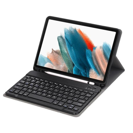 Leather Bluetooth Keyboard Case for Samsung Galaxy Tab A8 10.5 Inch - black folio case with detachable Bluetooth keyboard and stylus slot