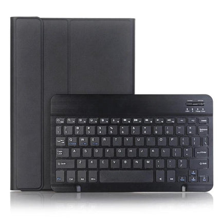 Leather Bluetooth Keyboard Case for Samsung Galaxy Tab A8 10.5 Inch - black folio case with detachable Bluetooth keyboard for typing and travel