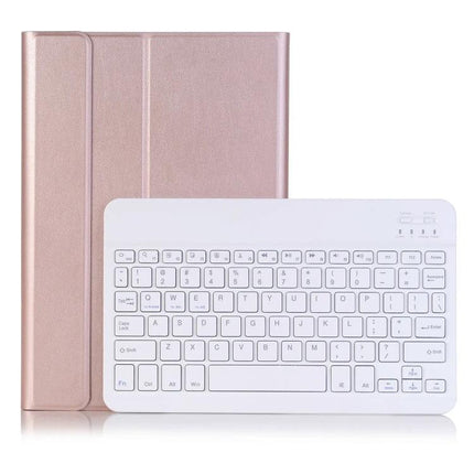 Leather Bluetooth Keyboard Case for Samsung Galaxy Tab A8 10.5 Inch in rose gold with detachable white Bluetooth keyboard