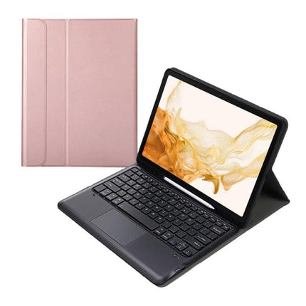Leather Protective Case with Split Bluetooth Keyboard and Touchpad in black with tablet stand and rose cover