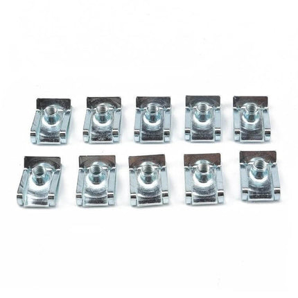 B-Shaped Clip Nut for Car and Motorcycle, Universal Fit - 10-piece zinc plated clip nuts for securing trim panels and bumpers