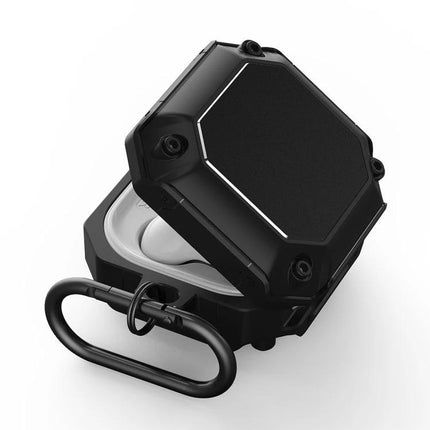 Protective Case for Earbuds with Hook for Daily Use - rugged black 360° protective shell with carabiner for commuting and workouts