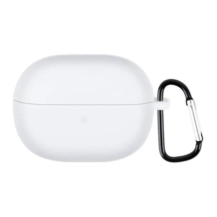A Silicone Case for Keeping Earphones Safe Daily white silicone earbud case with carabiner for 360-degree protection