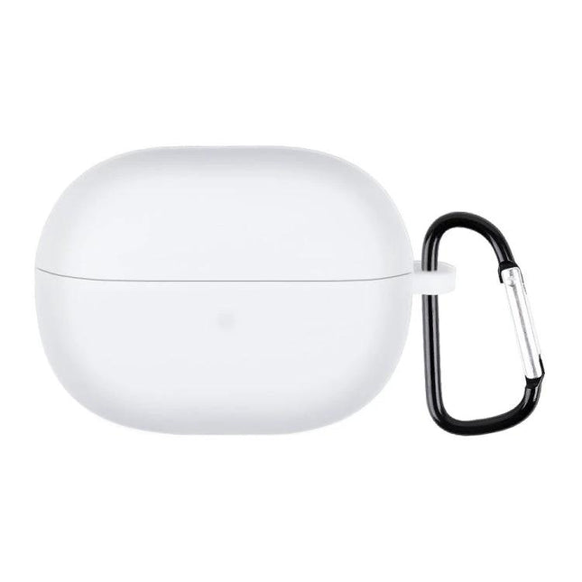 A Silicone Case for Keeping Earphones Safe Daily white silicone earbud case with carabiner for 360-degree protection