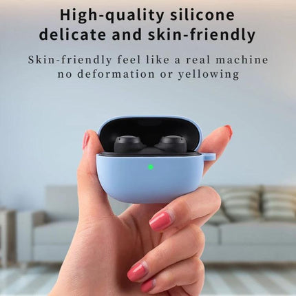 A Silicone Case for Keeping Earphones Safe Daily - light blue silicone earphone case held in hand showing 360-degree protection and precise cutouts