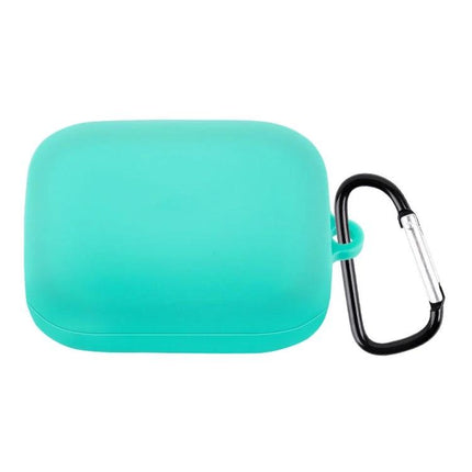 Silicone Protective Case for Boat Earphones in Daily Use — teal silicone case with carabiner for commuting and workouts