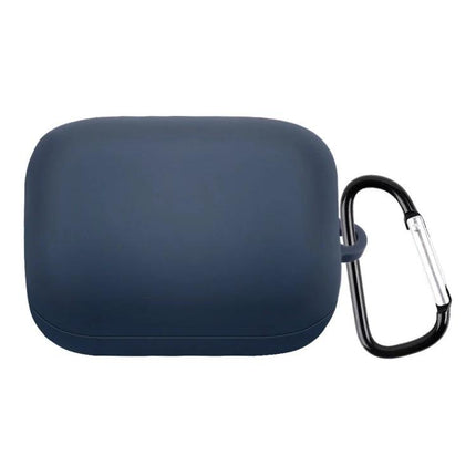 Silicone Protective Case for Boat Earphones in Daily Use - navy silicone case with carabiner to protect and carry earphones
