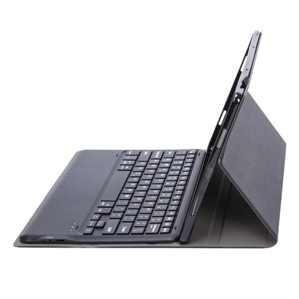 Detachable Bluetooth Keyboard Leather Case for iPad Pro 12.9 Inch in black showing keyboard attached and folio stand for typing and protection