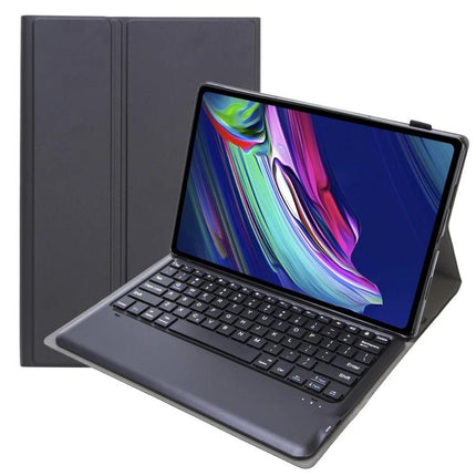 Detachable Bluetooth Keyboard Leather Case for iPad Pro 12.9 Inch shown as black folio with detachable keyboard and tablet in typing position