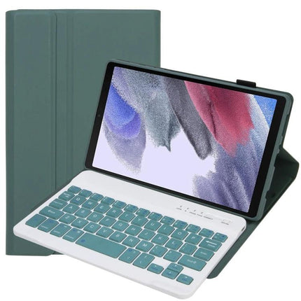 Detachable Bluetooth Keyboard Leather Case for Samsung Galaxy Tab A7 Lite shown in green with removable Bluetooth keyboard and protective folio stand