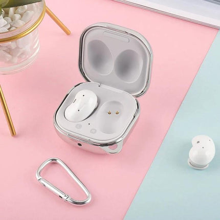 Sleek Protective Case for Samsung Galaxy Buds in Daily Use - clear durable snap-fit case with carabiner protecting earbuds from scratches and drops