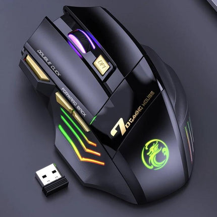 iMICE Wireless Gaming Mouse with Bluetooth and 2.4G Connectivity black RGB ergonomic mouse with USB receiver