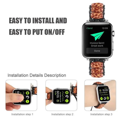 Wooden Bead Apple Watch Band Compatible 38-45mm Adjustable