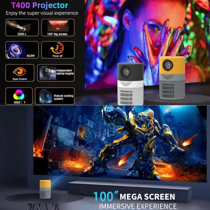 Versatile LED Mini Projector for Everyday Entertainment compact projector showing 100-inch movie screen, outdoor and home use