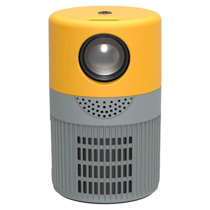 Versatile LED Mini Projector for Everyday Entertainment compact yellow-gray mini projector with lens, portable design for movies, outdoor gatherings, and presentations