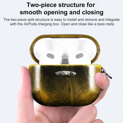 Stylish Leather Case for AirPods in Everyday Protection Activities - PU leather two-piece case shown open holding AirPods