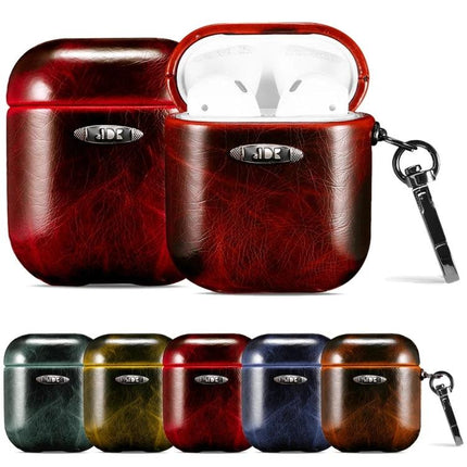 Stylish Leather Case for AirPods in Everyday Protection Activities - red PU leather protective AirPods case with keyring