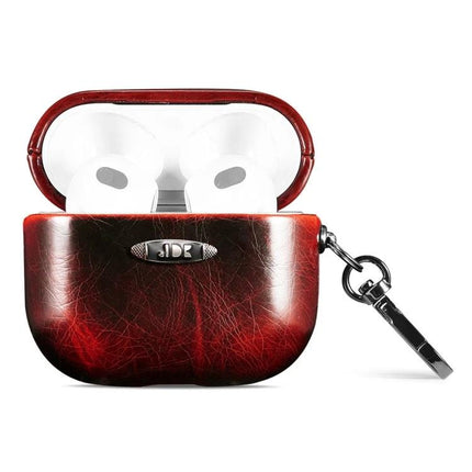 Stylish Leather Case for AirPods in Everyday Protection Activities - red PU leather protective AirPods case with keyring