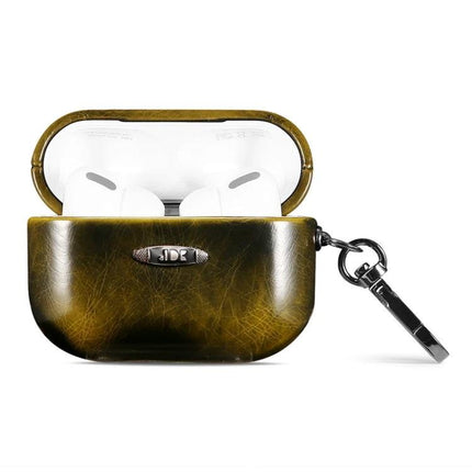 Stylish Leather Case for AirPods in Everyday Protection Activities - olive PU leather protective AirPods case with keyring