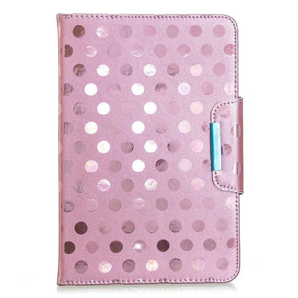 Leather Protective Case with Holder for Universal Tablets pink polka dot folio cover with stand and magnetic clasp