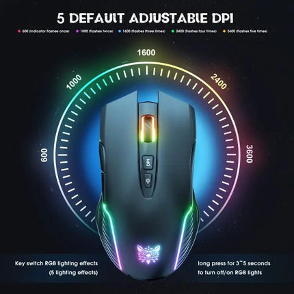 Onikuma Ergonomic Wireless Mouse with RGB Backlighting for Computing