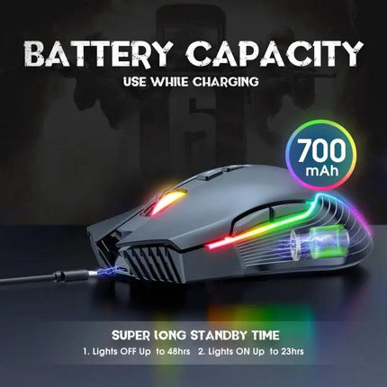 Onikuma Ergonomic Wireless Mouse with RGB Backlighting for Computing