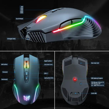 Onikuma Ergonomic Wireless Mouse with RGB Backlighting for Computing