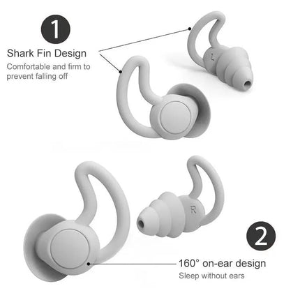 iMeBoBo Nano Silicone Shark-Fin Sleep Earplugs 2-3 Layer