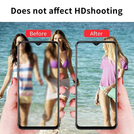 OnePlus 7 Camera Lens Protector, Transparent Tempered Glass Shield For Everyday Use shown with before and after clear HD shooting comparison