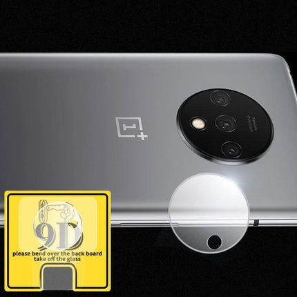 OnePlus 7 Camera Lens Protector, Transparent Tempered Glass Shield For Everyday Use on OnePlus 7 rear camera showing clear round protector fitted