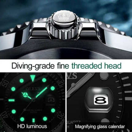 OLEVS Men's 41mm Waterproof Luminous Quartz Watch Stainless | Syndmart