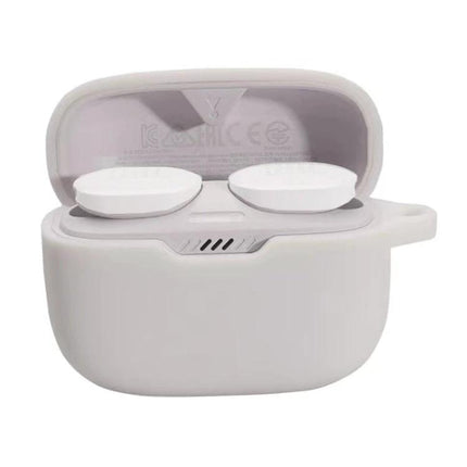 JBL T130 Earphone Protective Case for Daily Carrying in white open view showing 360-degree protection and secure storage