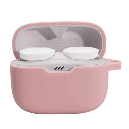JBL T130 Earphone Protective Case for Daily Carrying in pink showing open case with earphones for 360-degree protection