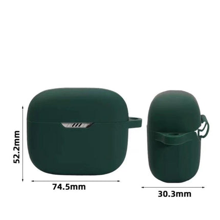 JBL T130 Earphone Protective Case for Daily Carrying dark green silicone case with dimensions 74.5×52.2×30.3mm shown