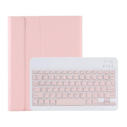 Protective Leather Case with Built-in Keyboard and Pen Holder in pink with detachable Bluetooth keyboard for tablet users