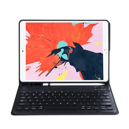 Bluetooth Keyboard Leather Case for iPad Air 10.9 and 11 Inch Models - black folio with built-in Bluetooth keyboard and Apple Pencil holder
