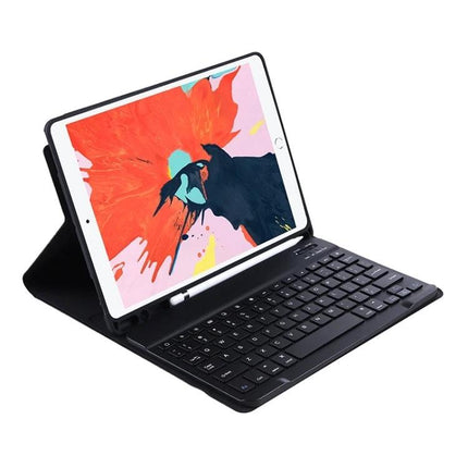 Bluetooth Keyboard Leather Case for iPad Air 10.9 and 11 Inch Models - black folio with built-in Bluetooth keyboard and tablet stand for travel