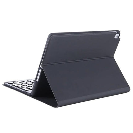 Bluetooth Keyboard Leather Case for iPad Air 10.9 and 11 Inch Models showing black folio with built-in Bluetooth keyboard and stand