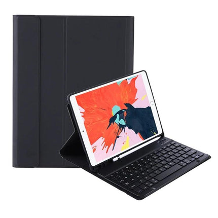 Bluetooth Keyboard Leather Case for iPad Air 10.9 and 11 Inch Models - black folio with built-in Bluetooth keyboard and tablet stand
