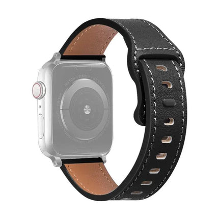 Butterfly Buckle Cowhide Leather Apple Watch Band 38-45mm