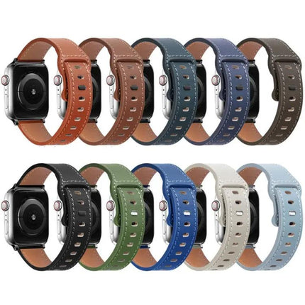 Butterfly Buckle Cowhide Leather Apple Watch Band 38-45mm